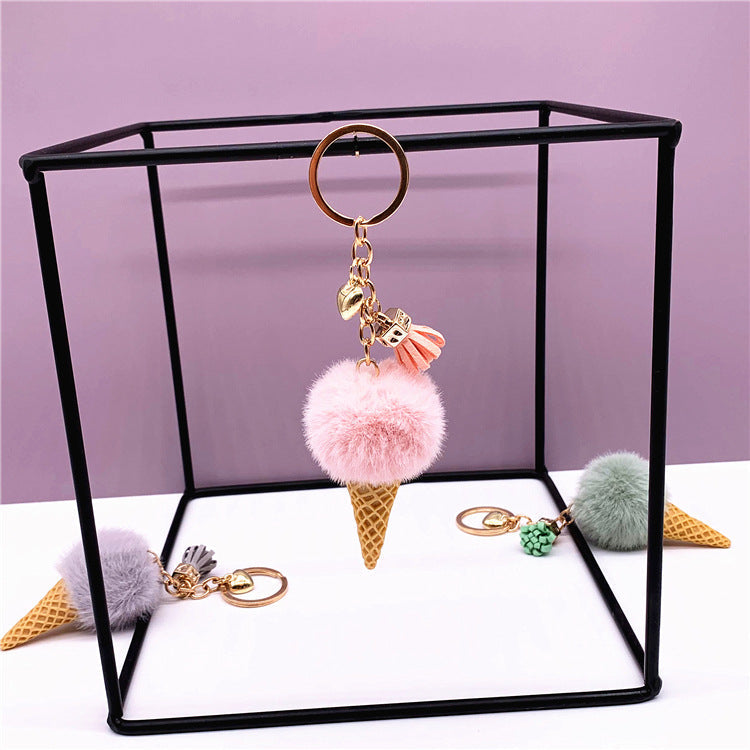 Cute Ice Cream Key Chain Plush Pendant for Bags