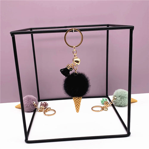 Cute Ice Cream Key Chain Plush Pendant for Bags