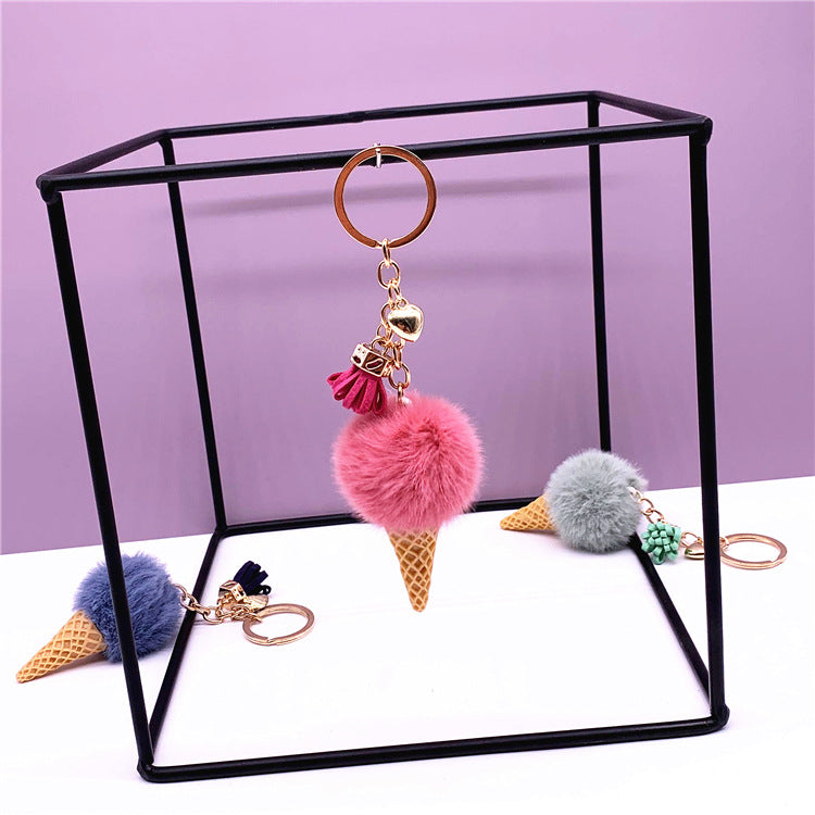 Cute Ice Cream Key Chain Plush Pendant for Bags