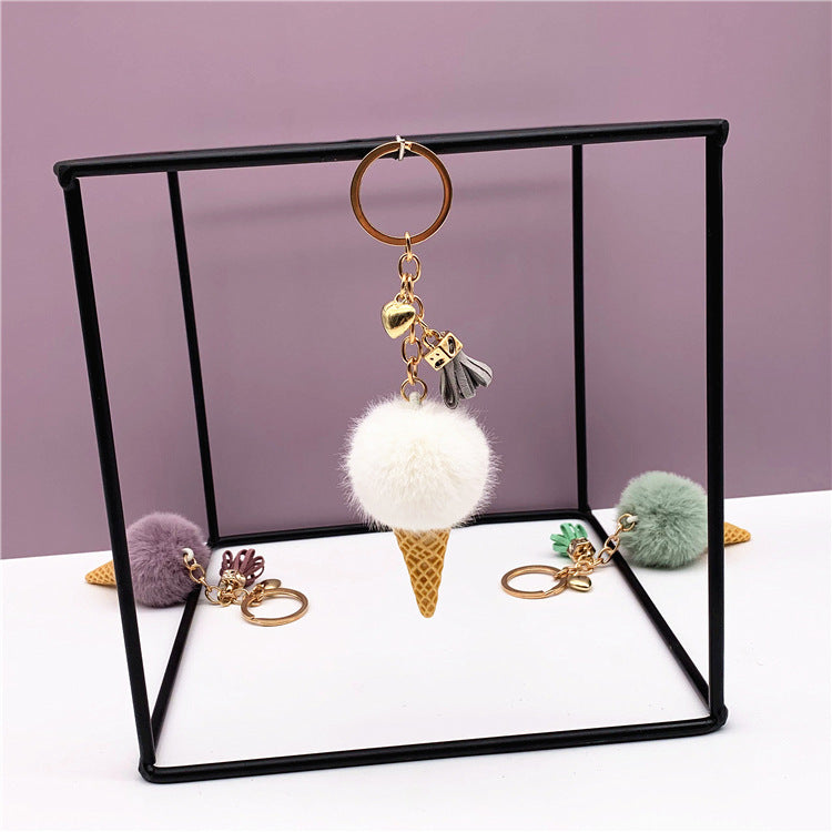 Cute Ice Cream Key Chain Plush Pendant for Bags