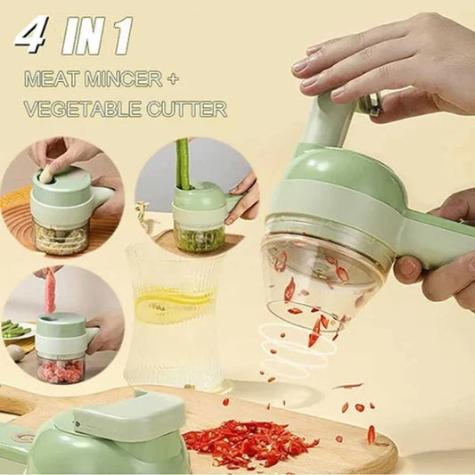 4 In 1 Rechargeable Chopper Cutter Set Cordless Portable Food Chopper Kitchen Machine For Garlic Pepper Onion Kitchen