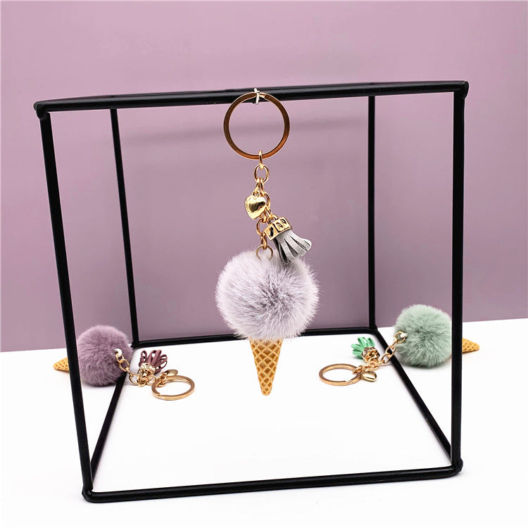 Cute Ice Cream Key Chain Plush Pendant for Bags