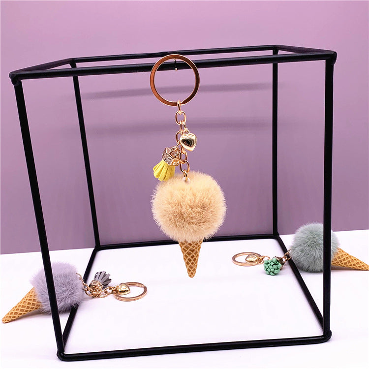 Cute Ice Cream Key Chain Plush Pendant for Bags