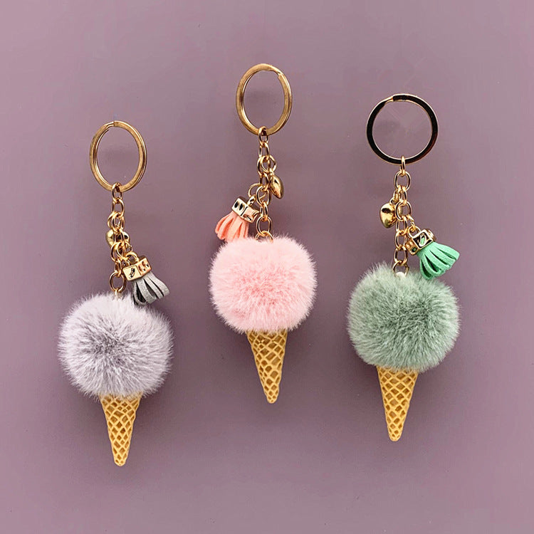 Cute Ice Cream Key Chain Plush Pendant for Bags